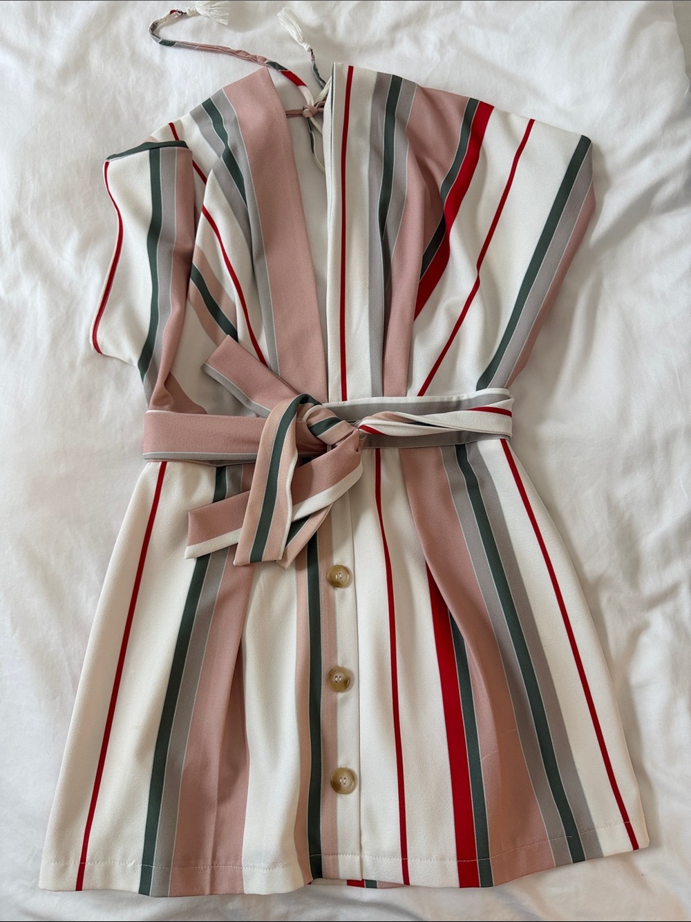 Striped Pink & White Belted Summer Dress